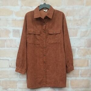 NWT Entro Size M Rust Button-Up Dress